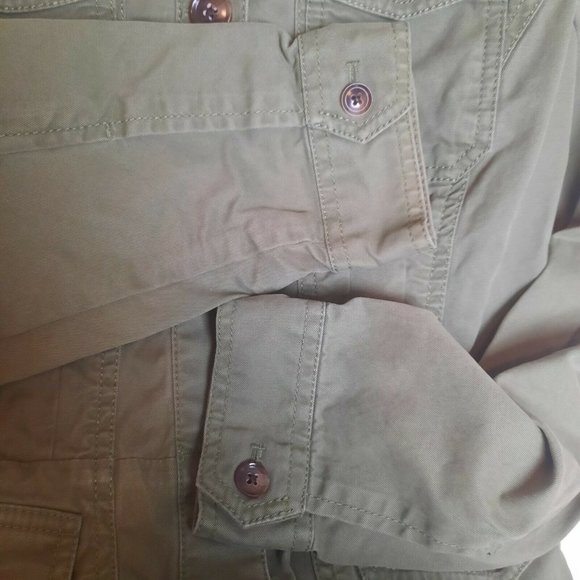 Banana Republic Army Green Eyelet Trim Utility Safari Cargo Jacket Womens Small - Picture 3 of 10